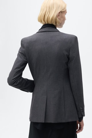 Blazer droit micro pied-de-poule - Bleu marine