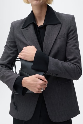 Blazer droit micro pied-de-poule - Bleu marine