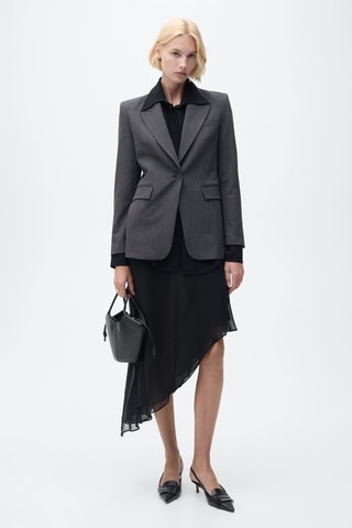 Blazer droit micro pied-de-poule - Bleu marine