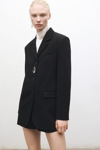 Blazer costume droit à boutons - Noir