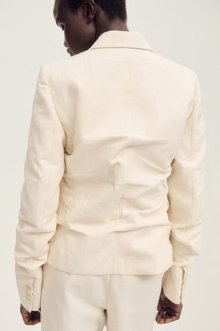 Blazer de costume lin mélangé effet froissé - Ecru