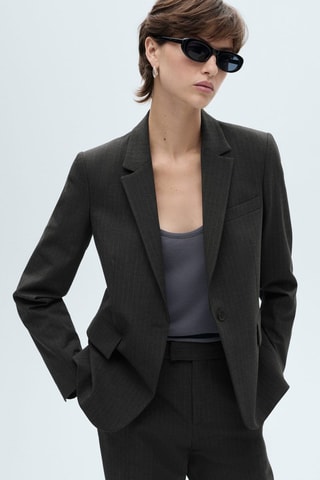 Blazer costume rayures tennis - Gris foncé