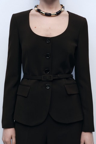 Blazer costume ceinture - Chocolat