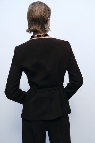 Blazer costume ceinture - Chocolat