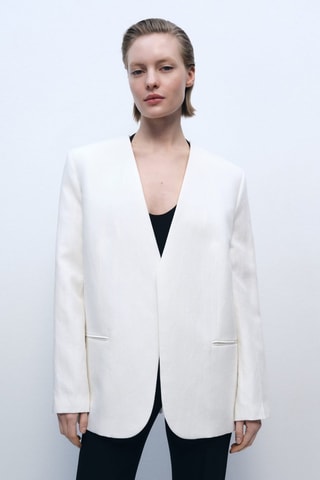 Lyocell en Linnen Blazer - Ecru