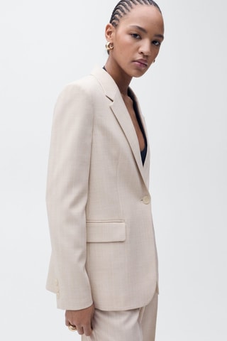 Gestructureerde Blazer - Nude