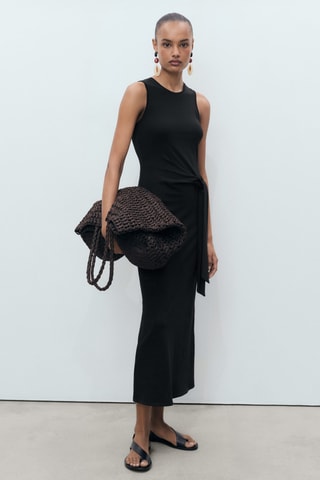 Robe midi coton nœud - Noir