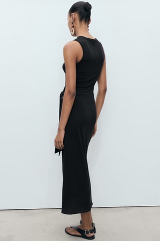 Robe midi coton nœud - Noir