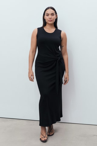 Robe midi coton nœud - Noir