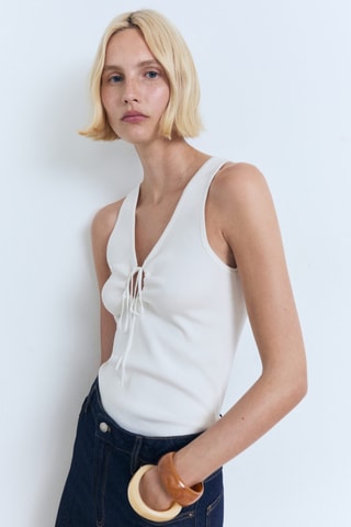 Top maille nœud - Ecru