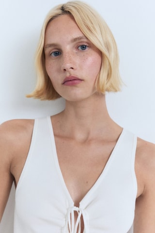 Top maille nœud - Ecru