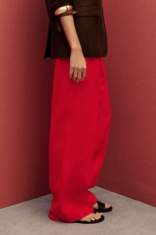 Pantalon costume droit lin - Rouge