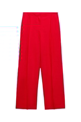 Pantalon costume droit lin - Rouge