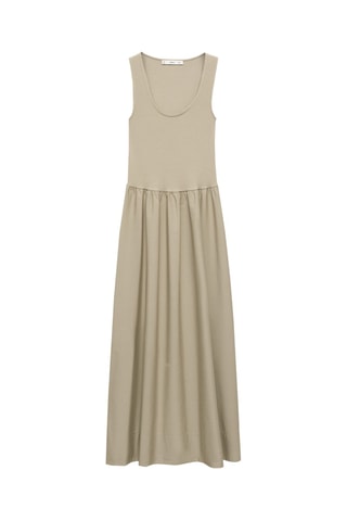 Robe évasée tissu combiné - Kaki