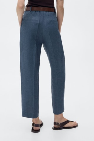 Pantalon lin à pinces - Bleu