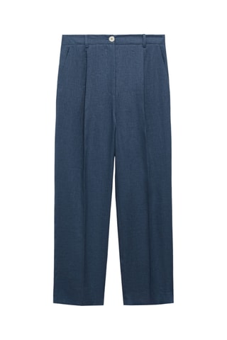 Pantalon lin à pinces - Bleu