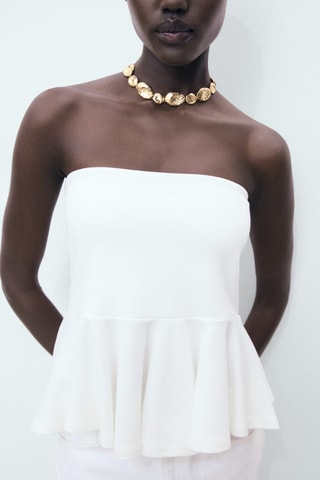 Top bustier péplum - Blanc