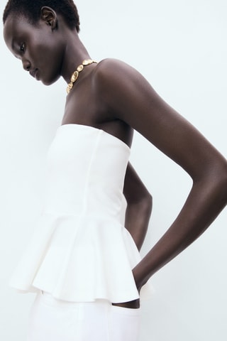 Top bustier péplum - Blanc