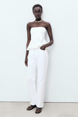 Top bustier péplum - Blanc