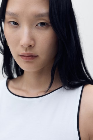 Haut en coton à finitions contrastantes - Blanc