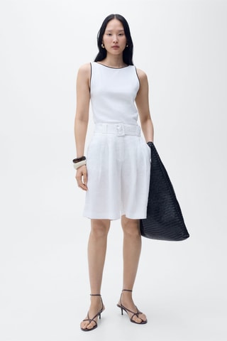 Haut en coton à finitions contrastantes - Blanc