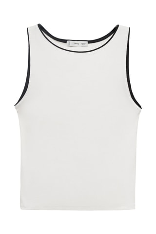 Haut en coton à finitions contrastantes - Blanc