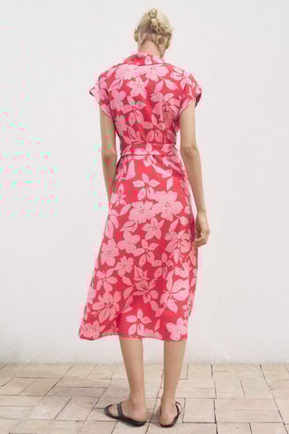 Robe chemisier imprimé floral - Fuchsia