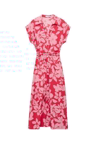 Robe chemisier imprimé floral - Fuchsia
