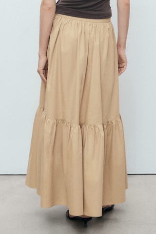 Jupe longue coton évasée - Beige