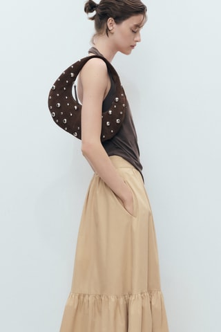 Jupe longue coton évasée - Beige