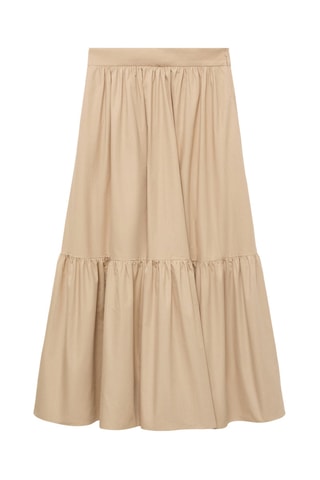 Jupe longue coton évasée - Beige