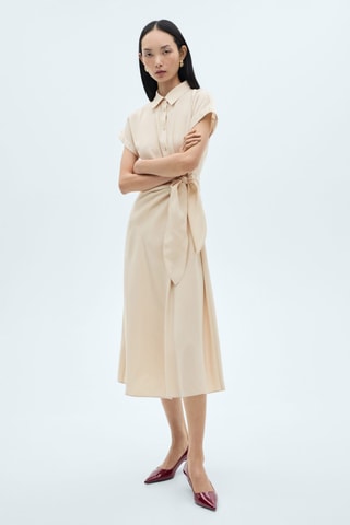 Robe chemisier croisée - Beige