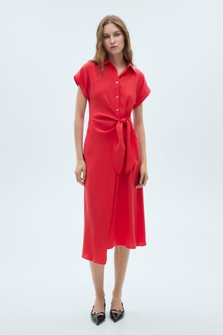 Robe chemisier croisée - Rouge corail