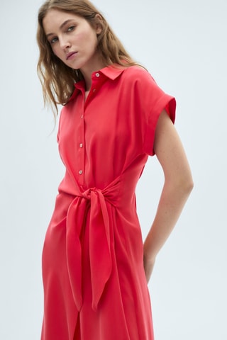 Robe chemisier croisée - Rouge corail