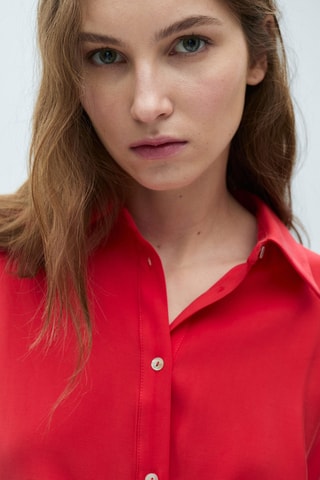 Robe chemisier croisée - Rouge corail