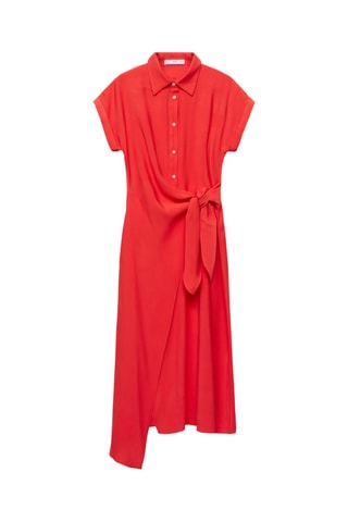 Robe chemisier croisée - Rouge corail