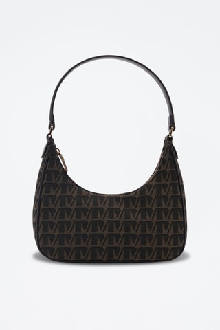 Sac porté épaule imprimé logo - Chocolat