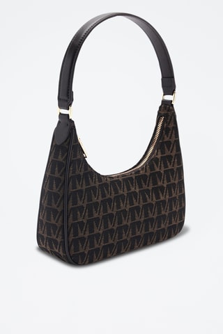 Sac porté épaule imprimé logo - Chocolat