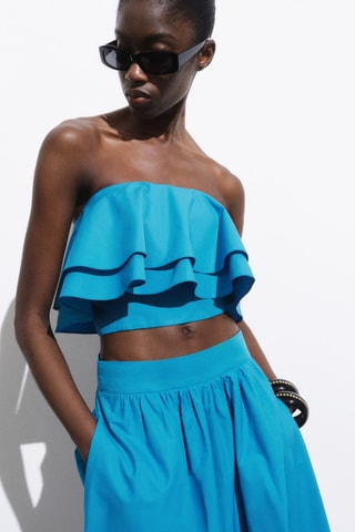 Top bustier coton - Bleu