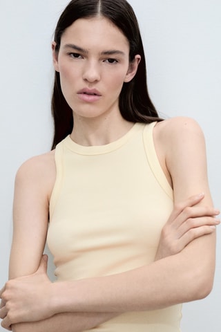 Top côtelé en coton - Vanille