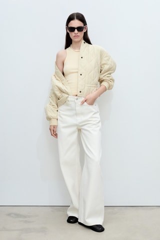 Top côtelé en coton - Vanille