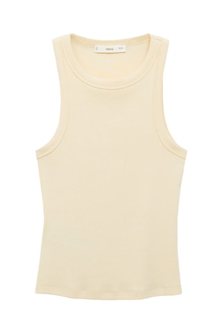 Top côtelé en coton - Vanille