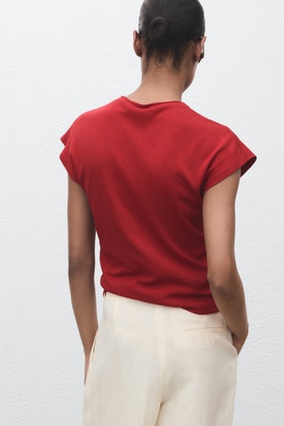 Pull-over maille fine manches courtes - Rouge