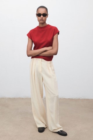 Pull-over maille fine manches courtes - Rouge