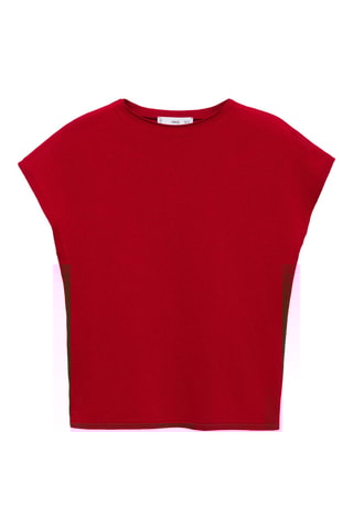 Pull-over maille fine manches courtes - Rouge