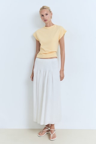 Geweven Trui met Korte Mouwen - Geel