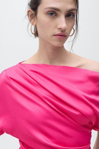 Robe midi asymétrique drapée - Rose
