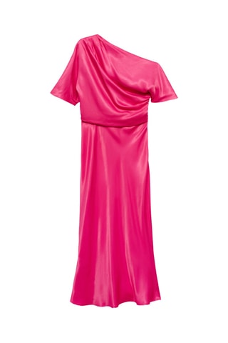 Robe midi asymétrique drapée - Rose