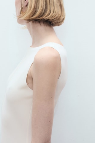 Robe maille col bateau - Ecru