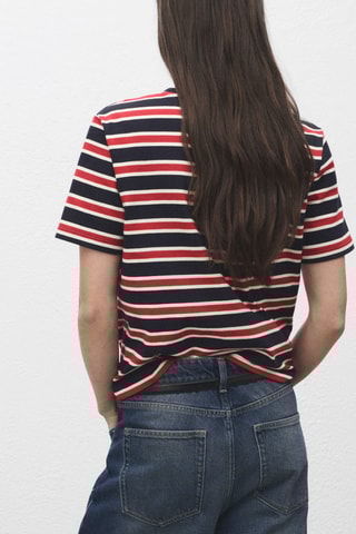 T-shirt coton à rayures - Bleu marine